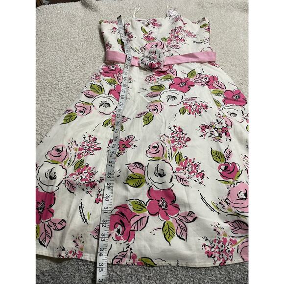 Ann Taylor Loft Floral Dress Womens Sz 10 Removable Straps White Pink *tiny flaw - Picture 3 of 10